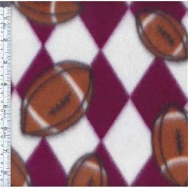 Textile Creations Textile Creations MFP-301-19 Sport Fleece; Team Footballs Maroon & White MFP-301-19